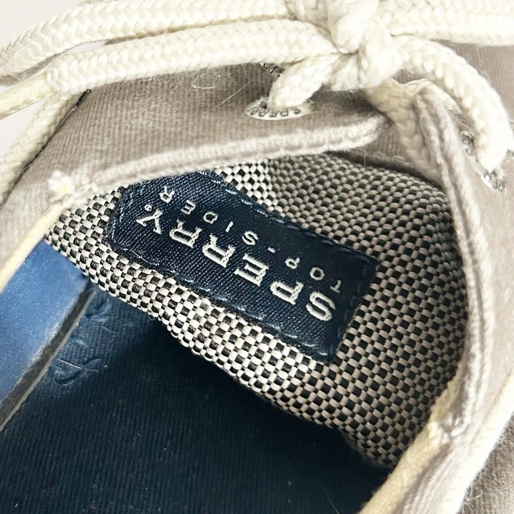 Sperry Topsiders Halyard Gray Washed Light Fade Canvas Lace Up Classic Boat Shoe
